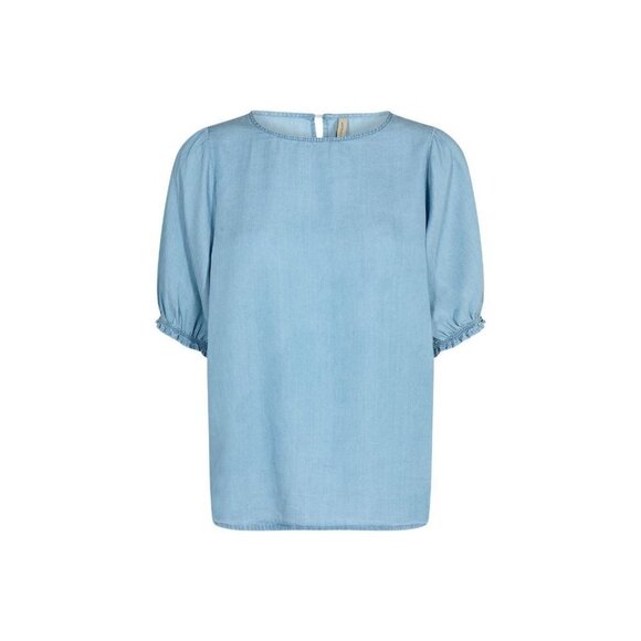 SOYA CONCEPT Liv 42 Light Blue Denim Short Sleeve Top - Picture 4 of 5